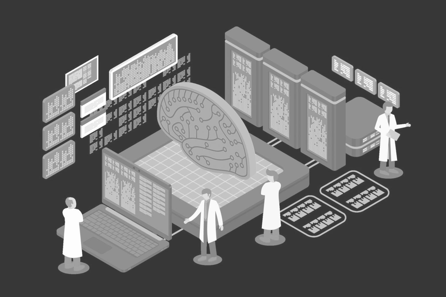 Ambiente di lavoro moderno con sistemi di elaborazione dati